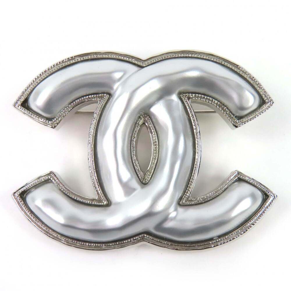 Chanel Silver Logo Brooch